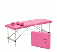 Teruyol Camilla de Masaje Profesional Portátil Plegable Mesa de Tratamiento Cama Estética Tabla SPA Superficie Suave en Piel Sintética y Relleno 5 Cm Bastidor, Rosa, 180x70cm