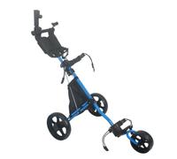 Teruyol Carro de Golf Plegable Carrito de Estable con Freno de Pie Mango Ajustable Portabebidas y Soporte para Chasis de Aluminio, Azul