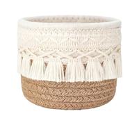 Teruyol Cesta Tejida, Mini Cesta de Almacenamiento, Estuche Expositor de Cosméticos, Organizador de Brochas de Maquillaje para Encimera, MarrÓn, 12x10