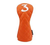 Teruyol Funda para Palos de Golf de Cuero Sintético Resistente a Los Arañazos, Diseño de Cuello Largo, Naranja, 3
