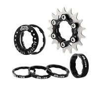 Teruyol Piñón de Cassette Simple con Tapa, Juego de Espaciadores, Adaptador de Piñón Fijo de 17 Dientes, Piezas de Reacondicionamiento de Buje, Negro
