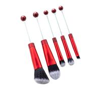 Teruyol Set de 5 Brochas de Maquillaje Hechas de Fibras Sintéticas Suaves, Set de Herramientas de Maquillaje, Brochas Cosméticas para Novias Y Mujeres Adultas, Rojo