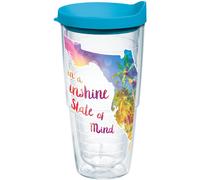 Tervis 1216835 Florida - Vaso t rmico Sunshine State Of Mind con envoltorio y tapa turquesa, 24 oz, transparente