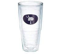 Tervis Vaso aislado de doble pared con bandera de Carolina del Sur, hecho en Estados Unidos, mantiene las bebidas frías y calientes, 24 onzas, sin tapa, azul marino y blanco