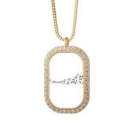 Terweavg 5-le Staff - Collar con colgante de cristal dorado con diamantes de imitación