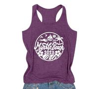 Tés gráficos para mujeres sin mangas camisetas sin mangas 2025 verano casual suelto cuello cuadrado camisas chaleco camisola trajes, morado, XL