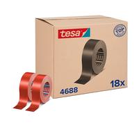 tesa 04688-00021-00 4688-Cinta adhesiva de tela extruida (polietileno, 50 m x 50 mm, rollos), color rojo, 18x 50m:50m, Set de 18 Piezas