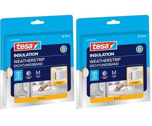 tesa 05412-00100-00 tesamoll Universal-Burlete de Espuma Adhesiva para Ventanas y Puertas-Junta Aislante Térmico y Acústico-Rellena Huecos de 1 a 5 mm-Tamaño: 10 m x 9 mm x 6 mm-Blanco (Paquete de 2)