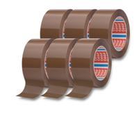 Tesa 4280 Packaging Tape - 6 rollos de cinta adhesiva para embalaje de cartones, cajas, mudanzas, almacén, trabajo, sellado garantizado - 48 mm x 50 m (6 rollos) (Marrón/habana)