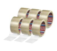 Tesa 4280 Packaging Tape - 6 rollos de cinta adhesiva para embalaje de cartones, cajas, mudanzas, almacén, trabajo, sellado garantizado - 48 mm x 50 m (6 rollos) (Transparente)