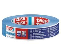 Tesa 4435 - Cinta para enmascarar de precisión, barniz, carrocería, cinta de papel fácil de aplicar, interior y exterior, sin residuos, azul (25 mm x 50 m)