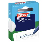 Tesa 57312-00008-01 - Cinta adhesiva transparente tamaño 33m x 19 mm | Cinta adhesiva casi invisible y neutra en fotocopias - Rasgable a mano - Desenrollado silencioso - Resistente a los rayos UV