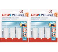 tesa 57530-00014-01 Ganchos Adhesivos Blancos Powerstrips, 3 Unidades + 4 Tiras Adhesivas (Paquete de 2)