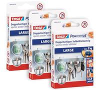 tesa 58000 - Lote de 3 tiras adhesivas de doble cara para montaje de objetos en superficies lisas, capacidad de sujeción de hasta 2 kg, 30 tiras de potencia, transparente