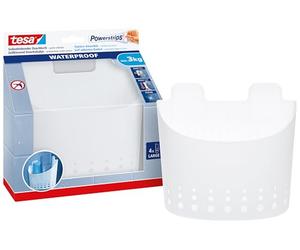 tesa 59706-00000-02, Cesta para baño, grande Powerstrips Waterproof hasta 3 kg, blanco