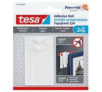 Tesa 77776 - 00002 - 00 extraíble adhesivo uñas para colgar fotos en papel pintado, color blanco
