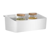 tesa Accesorios de Cocina, Organizador - Recipiente Autoadhesivo para Organizar la Cocina - Contenedor para Almacenar Especias - con Adaptador, Montaje en Pared sin Taladrar - Blanco