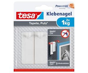 tesa Adhesive Nail for Wallpaper Plaster, Blanco, 2 x 1 kg (77773-00000-00)