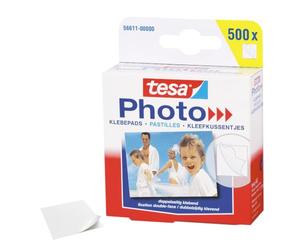 tesa Adhesivos fotográficos, blancos - 500 unidades - 1,3 x 1,0 cm | Almohadillas fotográficas de doble cara y autoadhesivas - para álbumes, scrapbooking y manualidades - sin ácido
