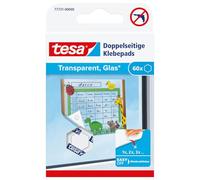 tesa Almohadillas adhesivas de doble cara TACK - 60 unidades | Tiras transparentes de doble cara para paredes, ventanas y espejos - alternativa discreta a las chinchetas