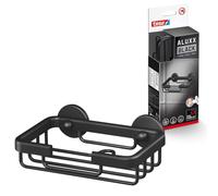 tesa ALUXX BLACK Jabonera para Montaje en Pared, Negro Mate - Baños Modernos y con Estilo Industrial - Montaje Adhesivo sin Taladrar - 47 mm x 135 mm x 95 mm