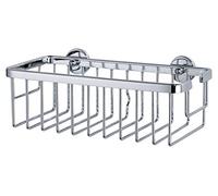 tesa Aluxx Cesta de ducha, de aluminio cromado brillante, autoadhesiva, tecnología de montaje adhesiva, 92 x 250 x 125 mm