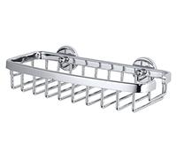 tesa Aluxx Cesta para ducha pequeña, de aluminio cromado brillante, autoadhesiva, tecnología de montaje adhesiva, 50 x 220 x 102 mm