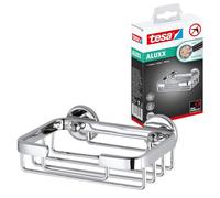 tesa Aluxx Cesta para jabón de ducha, de aluminio cromado brillante, autoadhesiva, tecnología de montaje adhesiva, 46 x 135 x 95 mm