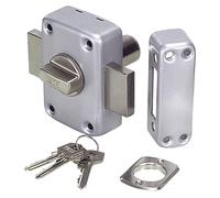 Tesa Assa Abloy, 2110TE4C, Cerrojo de seguridad con llave exterior y boton interior, Cromado