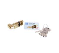 Tesa Assa Abloy Cilindro de Alta Seguridad, Botón - Leva Larga, Latonado, 30X30 Mm
