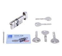 Tesa Assa Abloy Cilindro de Alta Seguridad, Botón - Leva Larga, Niquelado, 30X30 Mm