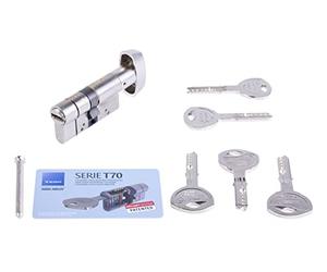 Tesa Assa Abloy Cilindro de Alta Seguridad, Botón - Leva Larga, Niquelado, 30X30 Mm