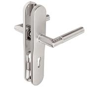 TESA Assa Abloy Code Handle manilla electrónica con teclado digital para puerta interior o de vidrio, placa larga con bocallave 72 mm, mano izquierda, cromo mate