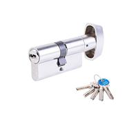 Tesa Assa Abloy T65B5040N Cilindro De Seguridad Estándar T60 Niquelado 50 x 40 mm Llave - Botón Leva Larga