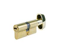 Tesa Assa Abloy, T85B3535L, Cilindro de Seguridad, T80, Leva Larga, Llave - Botón, Latonado, 35 x 35 mm