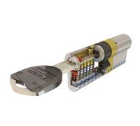 Tesa Assa Abloy, TK153040L, Cilindro de Alta Seguridad, TK100, Doble Embrague, Leva Larga, Llave - Llave, Latonado, 30 x 40 mm