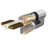 Tesa Assa Abloy TK153040N, Cilindro de Alta Seguridad, TK100, Doble Embrague, Leva Larga, Niquelado, 30 x 40 mm
