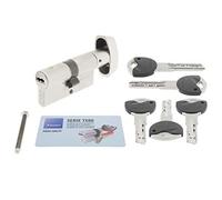 Tesa Assa Abloy, TK1B4545N, Cilindro de Alta Seguridad, TK100, Doble Embrague, Leva Larga, Llave - Botón, Niquelado, 45 x 45 mm