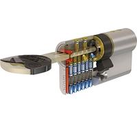 Tesa Assa Abloy TX80 TX853030N - Cilindro de Alta Seguridad, Doble Embrague, Leva Larga, Llave, Niquelado, 30 x 30 mm