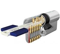 Tesa Assa Abloy TX853040N Cilindro de Alta Seguridad TX80 Doble Embrague Niquelado 30 x 40 mm Llave, Llave Leva Larga