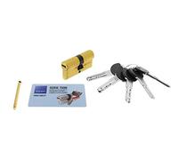 Tesa Assa Abloy, TX853050L, Cilindro de Alta Seguridad, TX80, Doble Embrague, Leva Larga, Llave - Llave, Latonado, 30 x 50 mm
