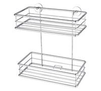 tesa Baath Cesta de ducha, doble cesta, de metal cromado, tecnología de montaje adhesiva, 275 x 250 x 125 mm