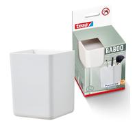 tesa Baboo Organizador de Baño sin Tapa, Caja Organizadora de Baño, Montaje sin Taladro, con Tiras Impermeables Powerstrips XL, Blanco Mate, 86 mm x 110 mm x 80 mm