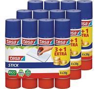 tesa Stick Pegamento en Barra ecoLogo, Barra de Pegamento sin Olor para Papel y Cartón, Sin Disolventes y Amigable con el Medio Ambiente, 4 x 20 g