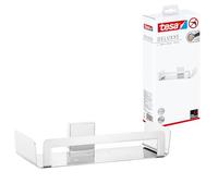 tesa Cesta de Ducha DELUXXE, metal cromado brillante, autoadhesivo, tecnología adhesiva de montaje, 55mm x 265mm x 120mm