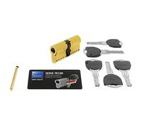 TESA ASSA ABLOY Cilindro de Alta Seguridad TK100, 40 x 60 mm, Latonado, Llave-Llave, Incluye 5 Llaves, para Puerta de Entrada