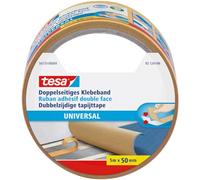 tesa Cinta adhesiva de doble cara Universal - 5 m x 50 mm | Cinta universal para embalajes, decoración y manualidades - También permite fijar alfombras