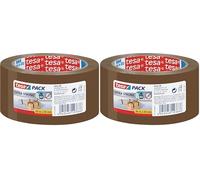 tesa Cinta adhesiva de embalaje tesapack de PVC, color marrón (Paquete de 2)