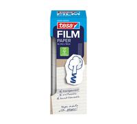 tesafilm PAPER - cinta adhesiva transparente, rotulable, rasgable a mano, desenrollado silencioso, ideal para decoración, manualidades, envolver regalos, oficina y escuela, 8 rollos á 19 mm x 33 m