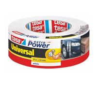 tesa Cinta Adhesiva Universal Extra Power - Celo Adhesivo con Fijación Extra Fuerte - Cinta Multiusos Versátil para Reparaciones, Fijación, Sellado y Más - Blanco - 1 Rollo - 50 m x 50 mm